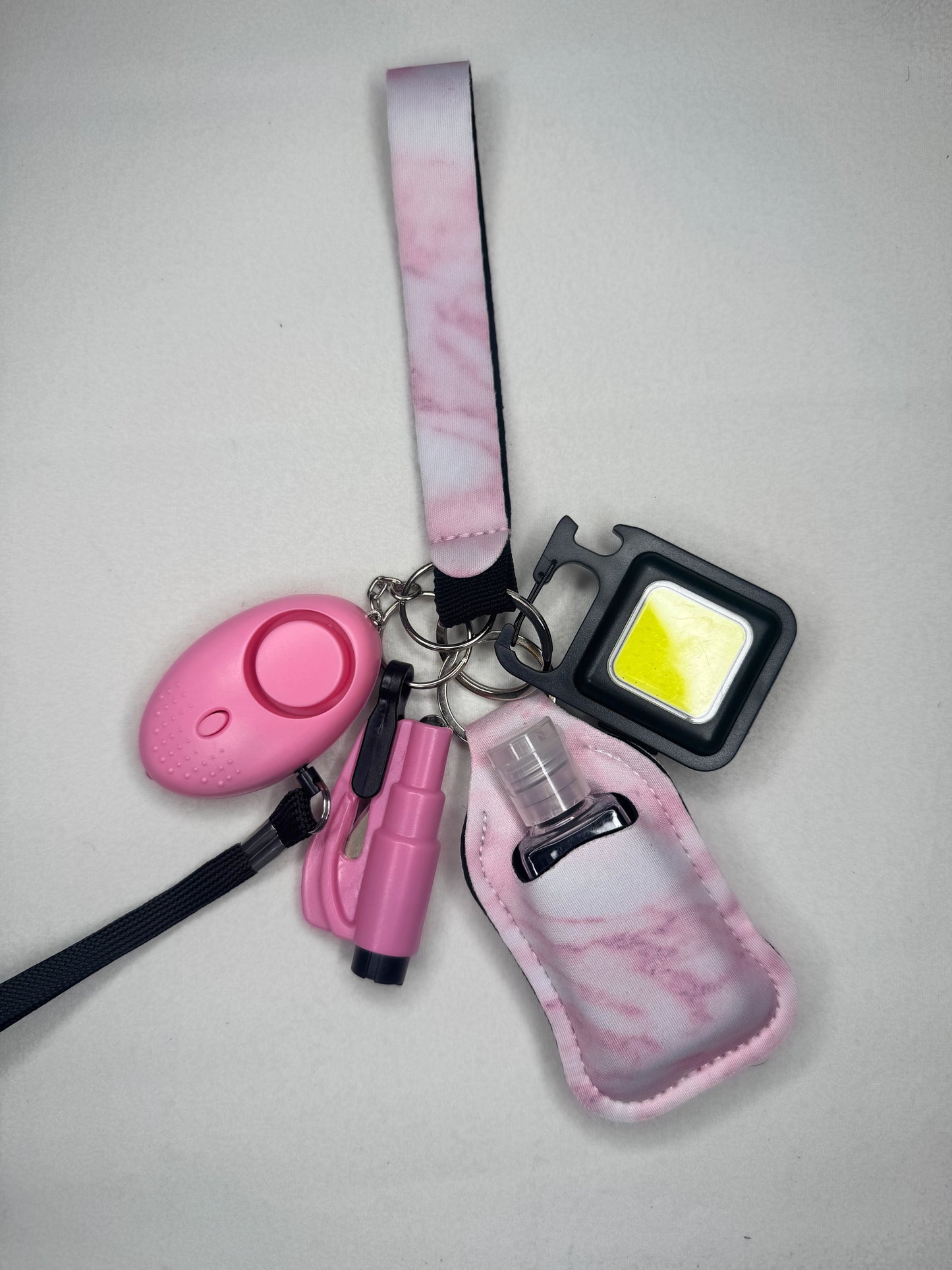 Pink marble Alert keychain